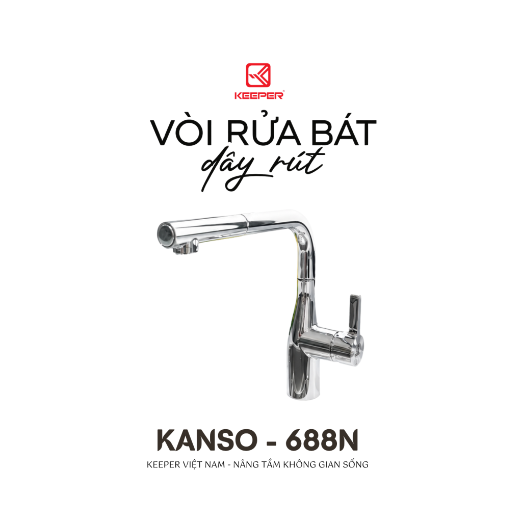 VÒI RỬA BÁT DÂY RÚT KEEPER KANSO – 688N