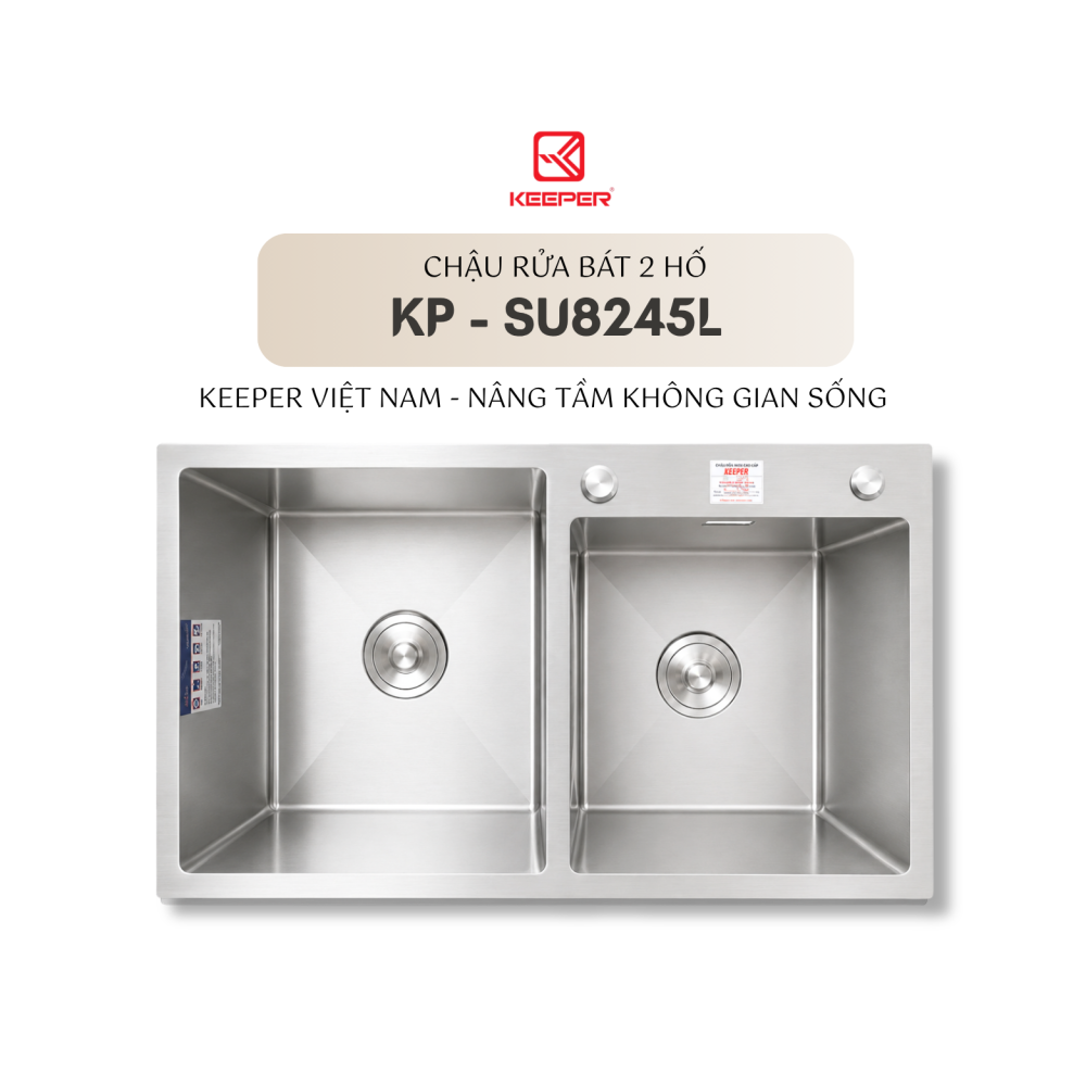 CHẬU RỬA BÁT 2 HỐ KEEPER KP - SU8245L