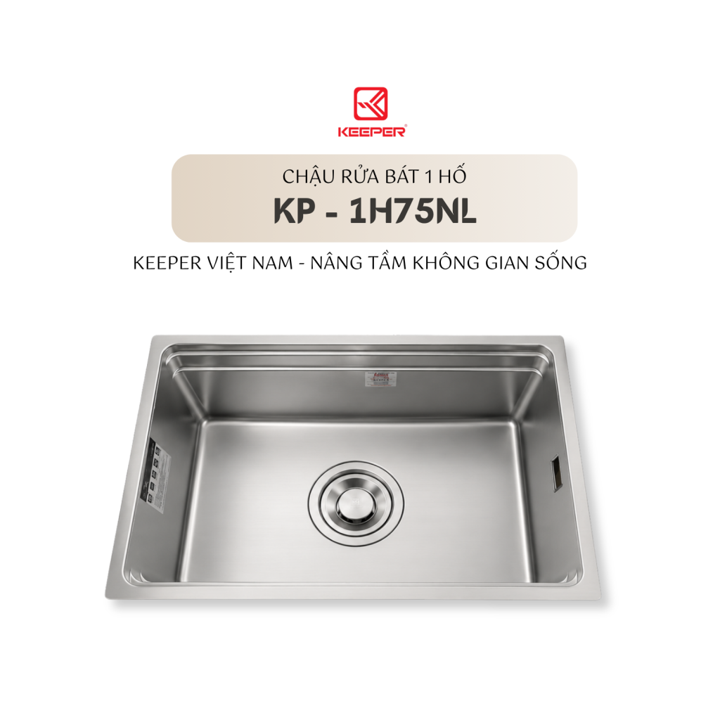 CHẬU RỬA BÁT 1 HỐ KEEPER KP – 1H75NL