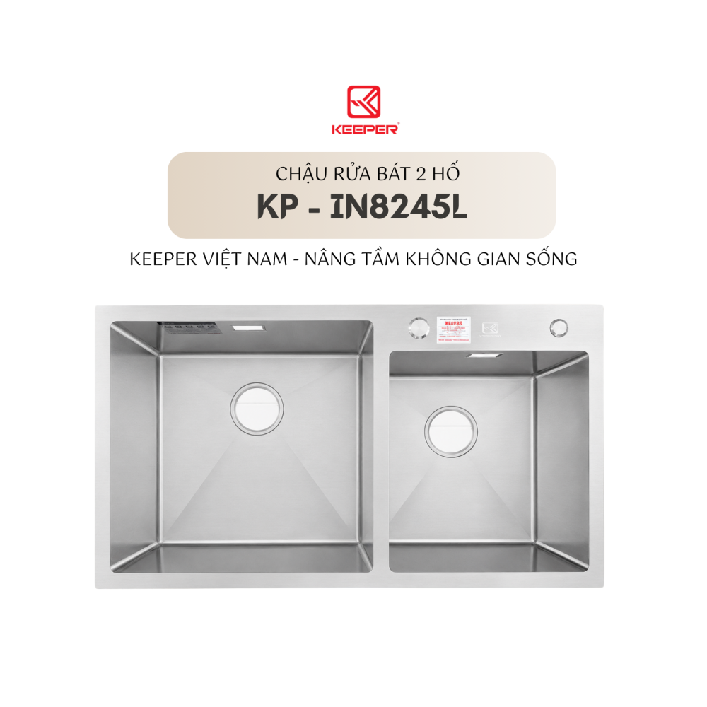 CHẬU RỬA BÁT 2 HỐ KEEPER KP - IN8245L