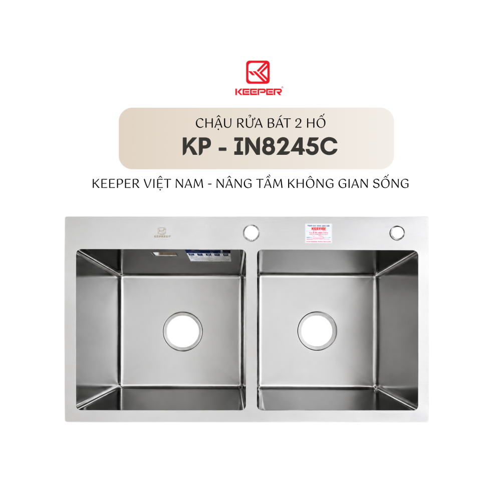 CHẬU RỬA BÁT 2 HỐ KEEPER KP - IN8245C
