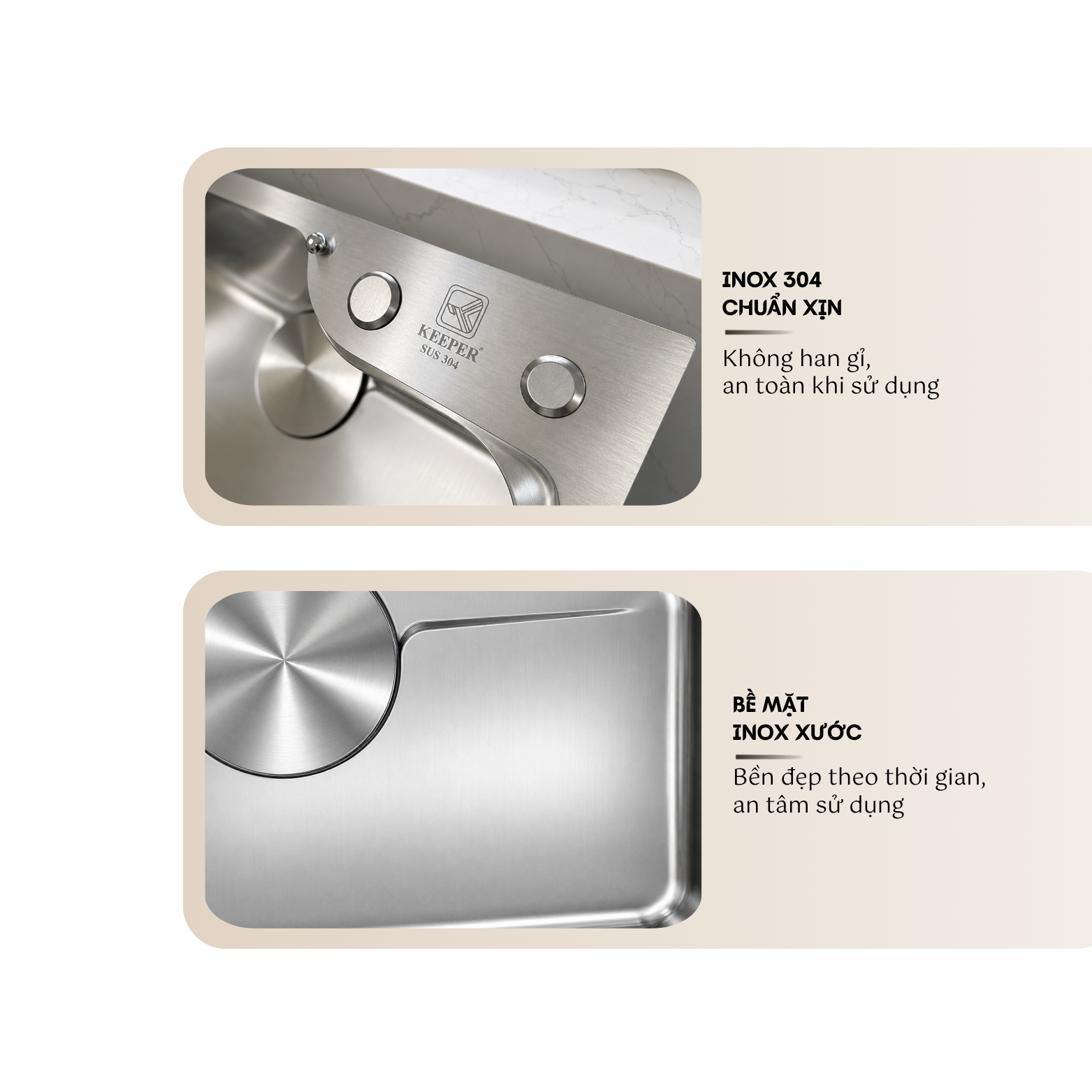 CHẬU RỬA BÁT 1 HỐ KEEPER KP - DELUX 7546SU - Ảnh 3