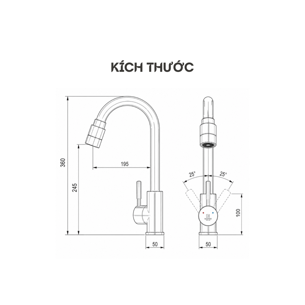 Alternative view of VÒI RỬA BÁT CỐ ĐỊNH KEEPER KP - IVAN 609SU