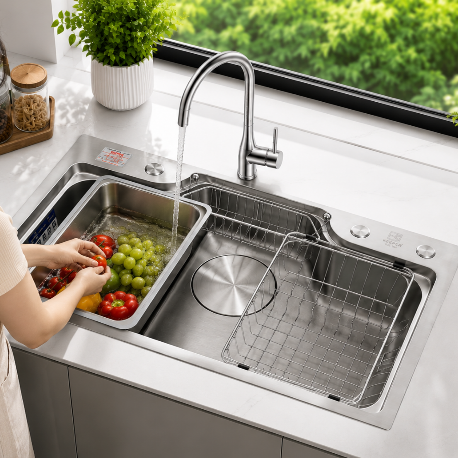 CHẬU RỬA BÁT 1 HỐ KEEPER KP - DELUX 7546SU - Ảnh 8