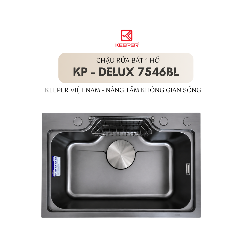 CHẬU RỬA BÁT 1 HỐ KEEPER KP - DELUX 7546BL