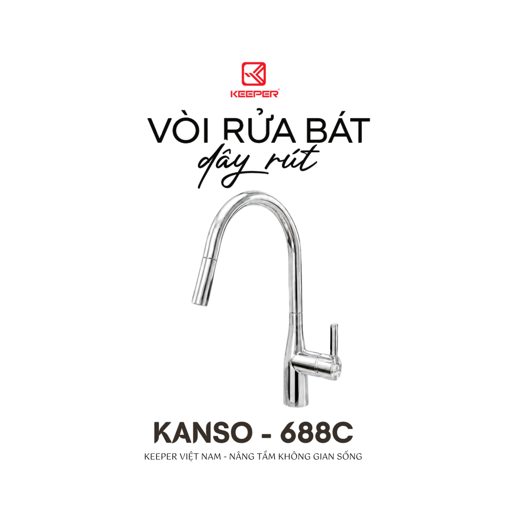 VÒI RỬA BÁT DÂY RÚT KEEPER KANSO – 688C