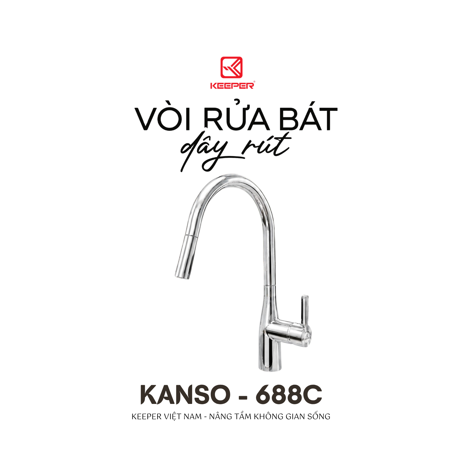 VÒI RỬA BÁT DÂY RÚT KEEPER KANSO - 688C