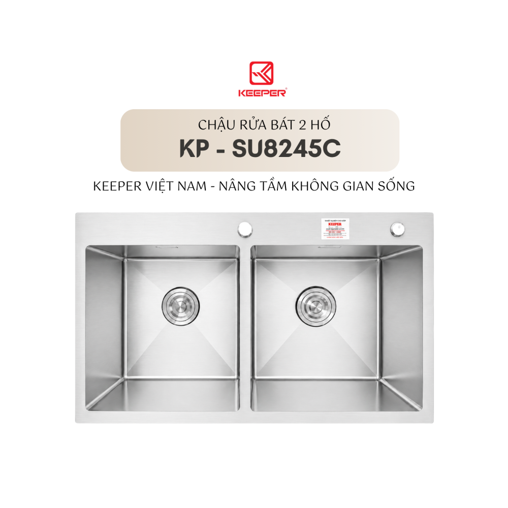 CHẬU RỬA BÁT 2 HỐ KEEPER KP - SU8245C