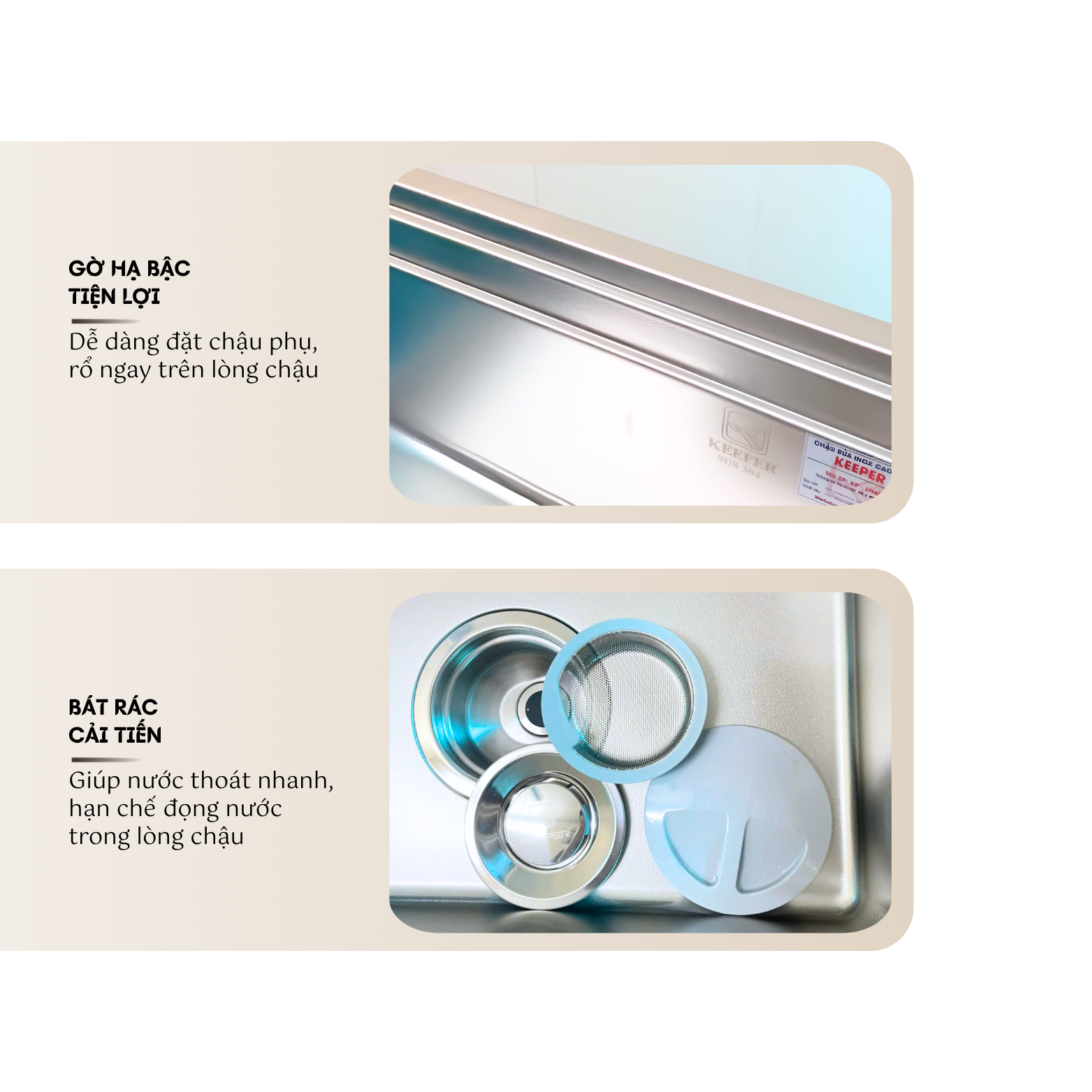 CHẬU RỬA BÁT 1 HỐ KEEPER KP - 1H75NL - Ảnh 4